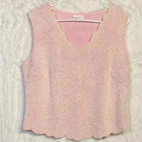 Pastel Pink Black Plaid Beaded Pearl Office Blazer Blouse Floral Dress Barn Med. - Picture 4 of 12